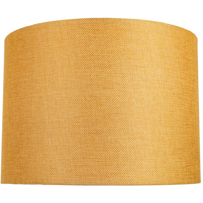 Contemporary and Sleek 10 Inch Ochre Linen Fabric Drum Lamp Shade 60w Maximum by Happy Homewares