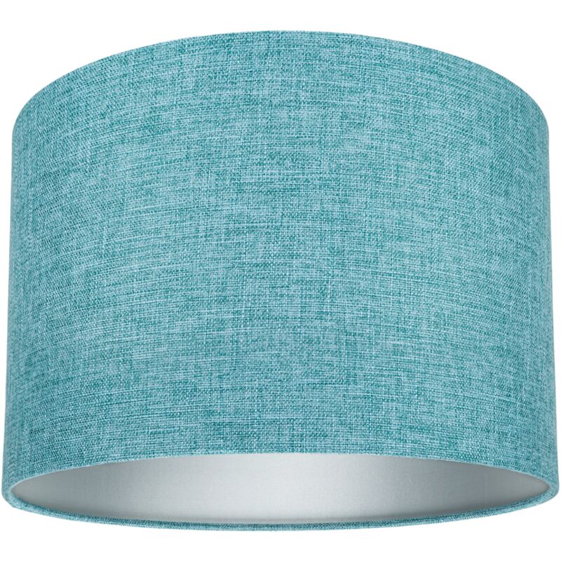 Contemporary and Sleek 10 Inch Teal Linen Fabric Drum Lamp Shade 60w Maximum by Happy Homewares