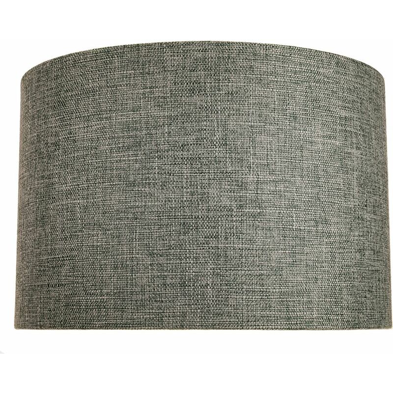Contemporary and Sleek 12 Inch Grey Linen Fabric Drum Lamp Shade 60w Maximum by Happy Homewares