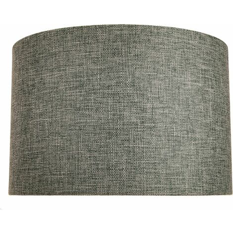 main image of "Contemporary and Sleek 12 Inch Grey Linen Fabric Drum Lamp Shade 60w Maximum by Happy Homewares"