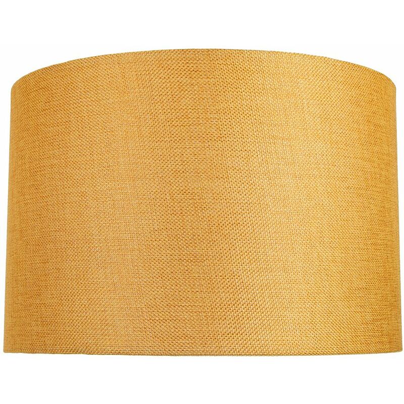Contemporary and Sleek 12 Inch Ochre Linen Fabric Drum Lamp Shade 60w Maximum by Happy Homewares