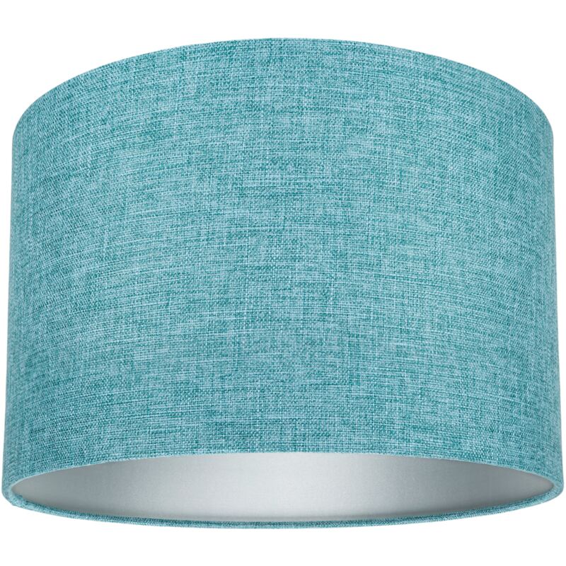Contemporary and Sleek 12 Inch Teal Linen Fabric Drum Lamp Shade 60w Maximum by Happy Homewares
