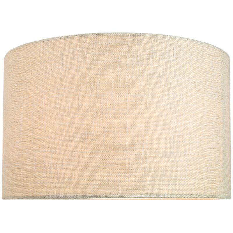 Contemporary and Sleek 14 Inch Cream Linen Fabric Drum Lamp Shade 60w Maximum by Happy Homewares