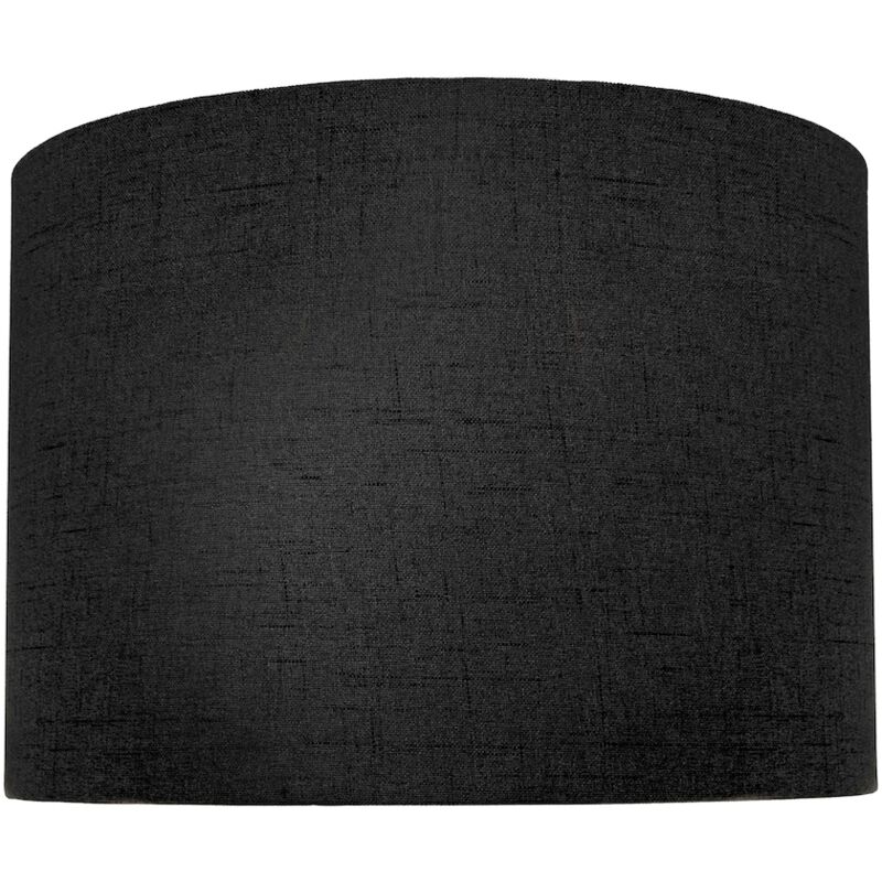 Contemporary and Sleek Black Textured 10' Linen Fabric Drum Lamp Shade 60w Max by Happy Homewares