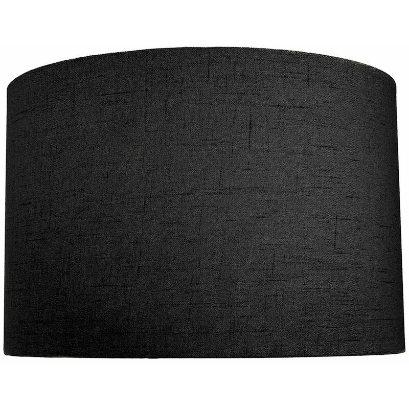 Contemporary and Sleek Black Textured Linen Fabric Drum Lamp Shade 60w Maximum by Happy Homewares