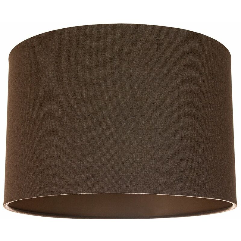 Contemporary and Sleek Brown Textured Linen Fabric Drum Lamp Shade 60w Maximum by Happy Homewares
