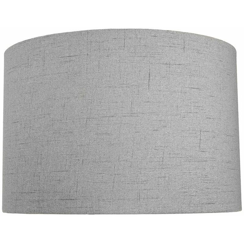 Contemporary and Sleek Grey Textured Linen Fabric Drum Lamp Shade 60w Maximum by Happy Homewares