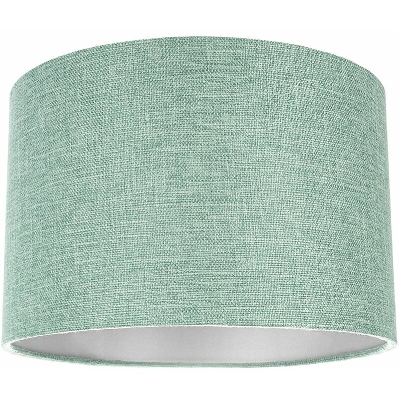 Contemporary and Sleek Mint Plain Linen Fabric Drum Lamp Shade 60w Maximum by Happy Homewares