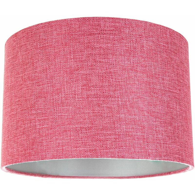 Contemporary and Sleek Pink Plain Linen Fabric Drum Lamp Shade 60w Maximum by Happy Homewares