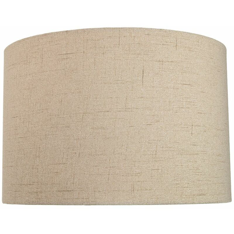 Contemporary and Sleek Taupe Textured Linen Fabric Drum Lamp Shade 60w Maximum by Happy Homewares