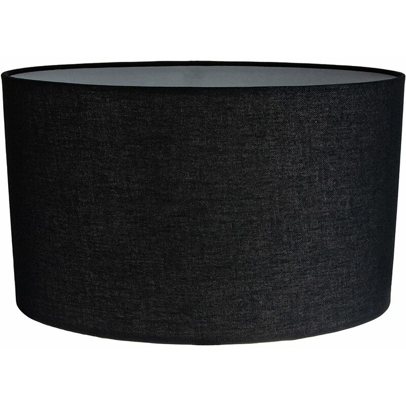Contemporary and Stylish Ash Black Linen Fabric Oval Lamp Shade - 30cm Width by Happy Homewares