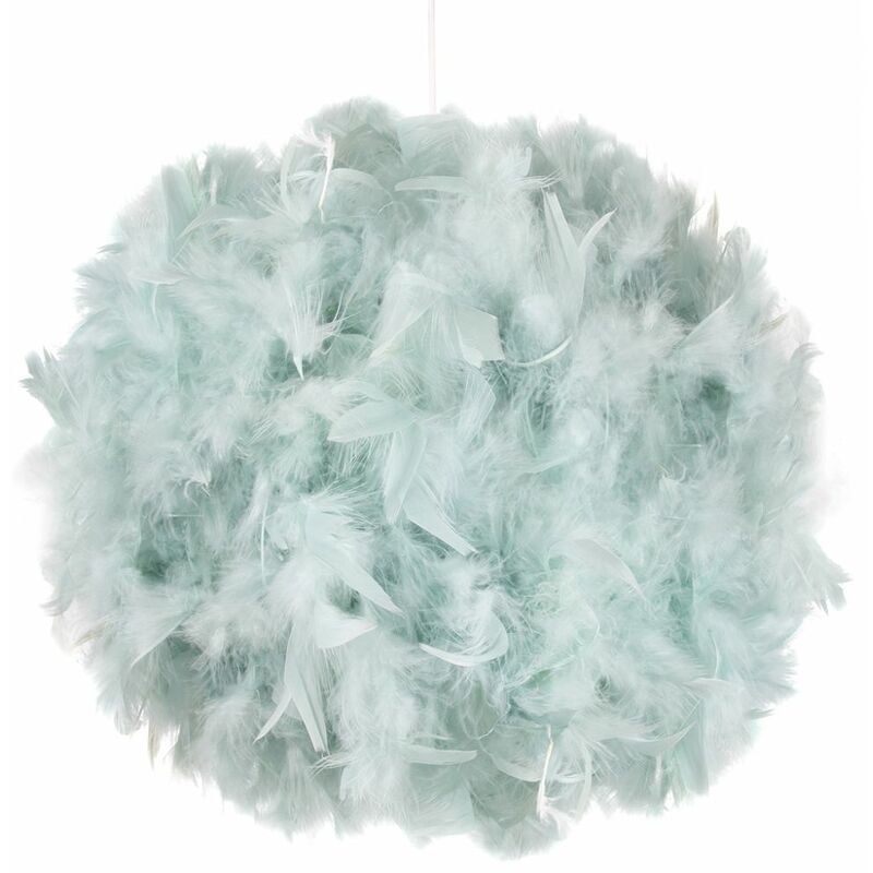 Contemporary and Unique Large Duck Egg Real Feather Decorated Easy Fit Shade by Happy Homewares