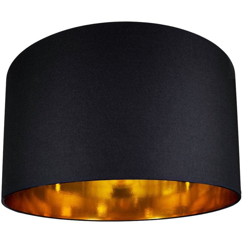 Contemporary Black Cotton 20' Floor/Pendant Lamp Shade with Shiny Gold Inner by Happy Homewares