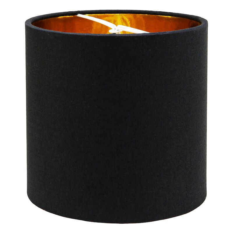 Contemporary Black Cotton 6' Clip-On Candle Lamp Shade with Shiny Golden Inner by Happy Homewares