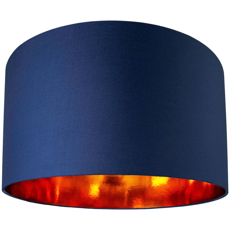Contemporary Blue Cotton 20' Floor/Pendant Lamp Shade with Shiny Copper Inner by Happy Homewares