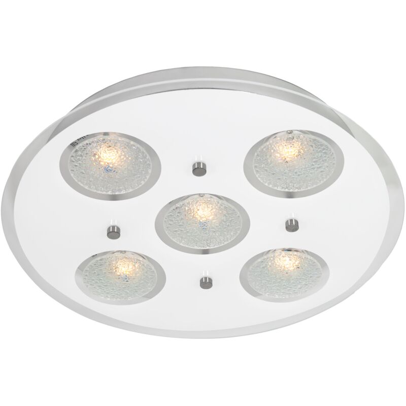 Contemporary Circular LED Bathroom Flush Ceiling Light with Clear/Frosted Glass by Happy Homewares