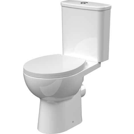 Contemporary Curved Rimless Toilet Pan, Cistern and Soft Close Seat