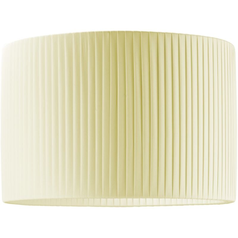 Contemporary Designer Double Pleated Cream Cotton Fabric 12' Drum Lamp Shade by Happy Homewares