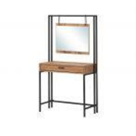Contemporary Dressing Table With Large Hanging Mirror & Drawer Storage - Wotan Oak