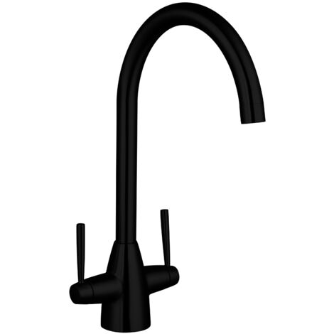 Contemporary Dual Handle Kitchen Mixer Tap, Black