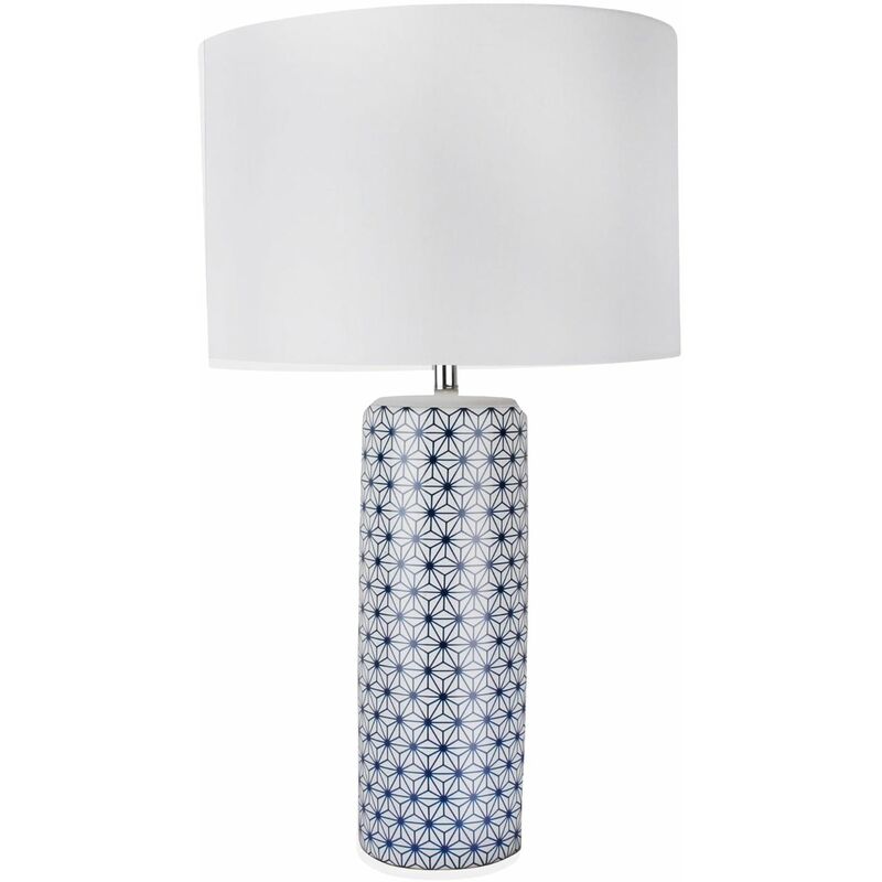 White and Navy Blue Moorish Decal 52cm Table Lamp