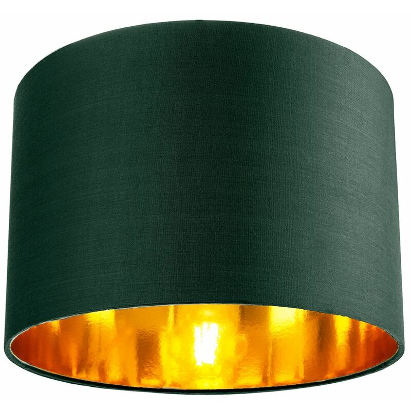 Contemporary Green Cotton 12' Table/Pendant Lamp Shade with Shiny Copper Inner by Happy Homewares