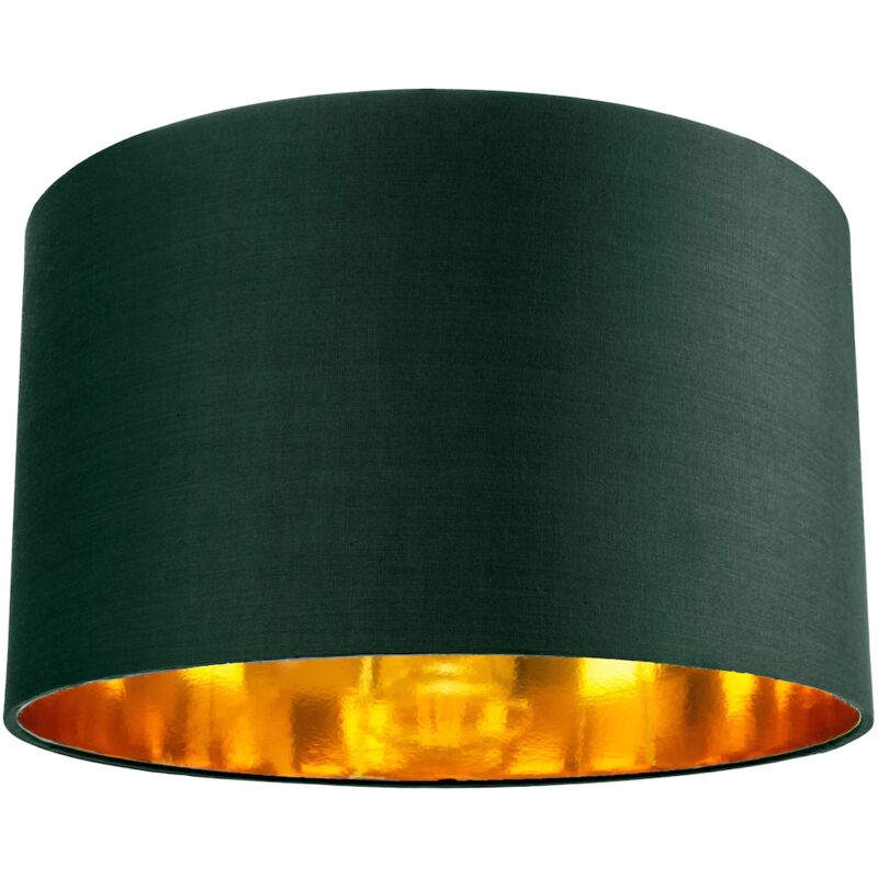 Contemporary Green Cotton 14' Table/Pendant Lamp Shade with Shiny Copper Inner by Happy Homewares