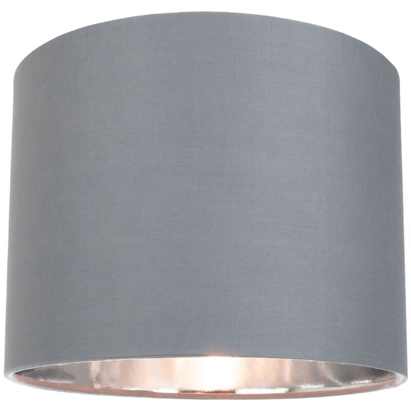 Contemporary Grey Cotton 10' Table/Pendant Lamp Shade with Shiny Silver Inner by Happy Homewares