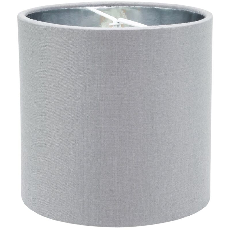Contemporary Grey Cotton 6' Clip-On Candle Lamp Shade with Shiny Silver Inner by Happy Homewares