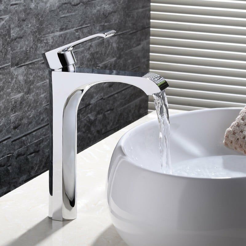 Lookshop - Contemporary high sink faucet in solid brass and polished chrome