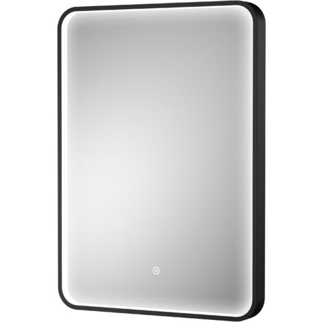 Contemporary Inset Framed LED Touch Sensor Mirror with De-mister Pad - 700 x 500mm - Black - Balterley