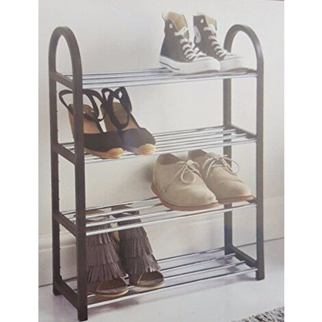 Contemporary Leo Style 4 Tier Shoe Rack Cabinet Shelf Organiser Black G315835 Black