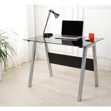 Cherrytree Furniture Contemporary Metal Frame Glass Top Computer Cherrytree Furniture Contemporary Metal
