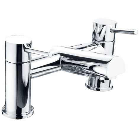 Contemporary Minimalist Round Deck Mounted Bath Filler Tap - Chrome