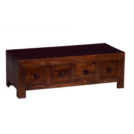 main image of "Contemporary Modern 8 Drawer Coffee Table Centrepiece Dark Walnut Solid Wood"