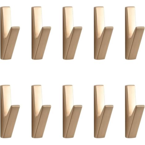 Contemporary Modern Solid Copper and Brass Hooks - Gold Screw-in Wall Mounted Coat and Clothes Hooks