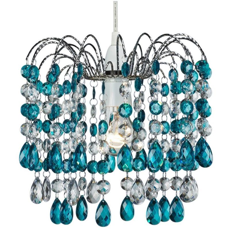 Contemporary Pendant Shade with Teal Acrylic Droplets by Happy Homewares