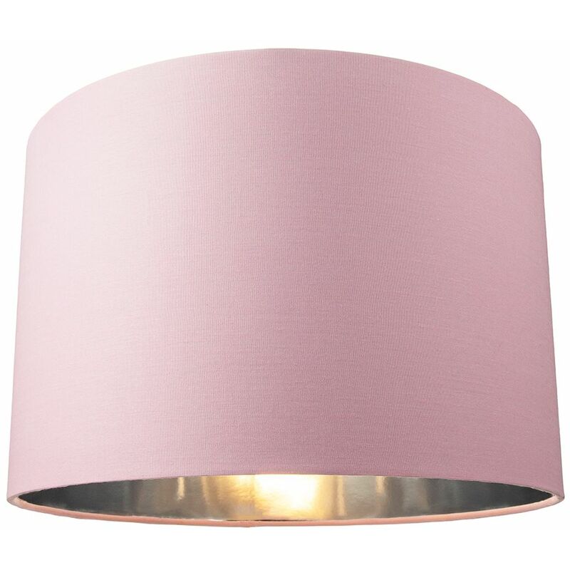 Contemporary Pink Cotton 12" Table/Pendant Lamp Shade with Shiny Silver Inner by Happy Homewares