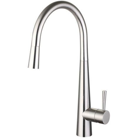 Contemporary Pull Out Kitchen Mixer Tap, Brushed Nickel