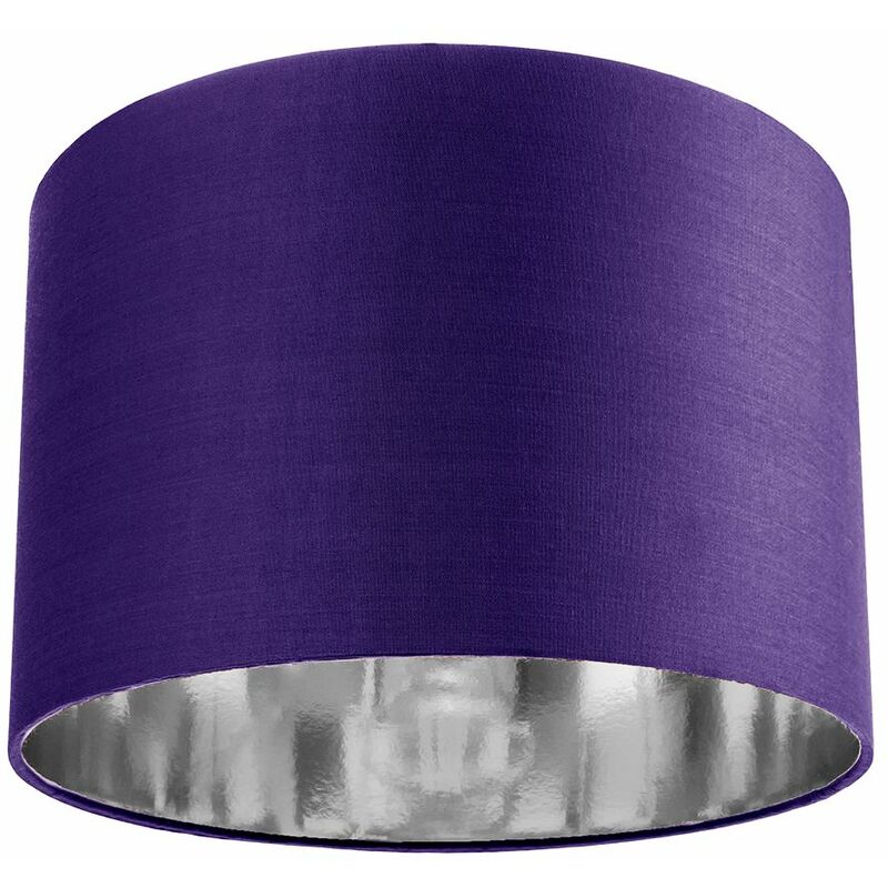 Contemporary Purple Cotton 12' Table/Pendant Lamp Shade with Shiny Silver Inner by Happy Homewares