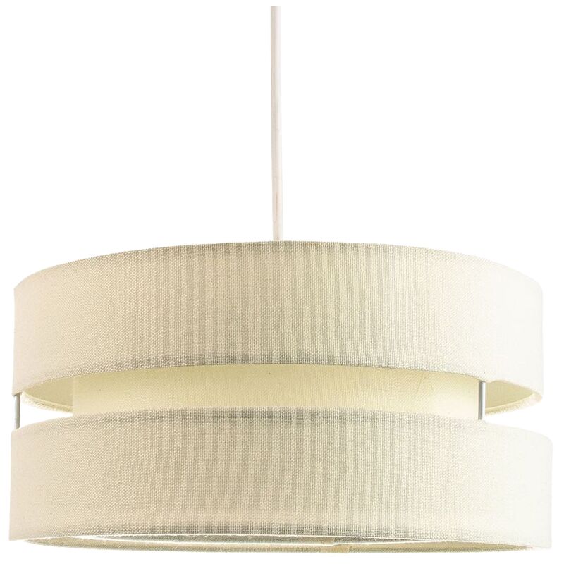 Contemporary Quality Cream Linen Fabric Triple Tier Ceiling Pendant Light Shade by Happy Homewares