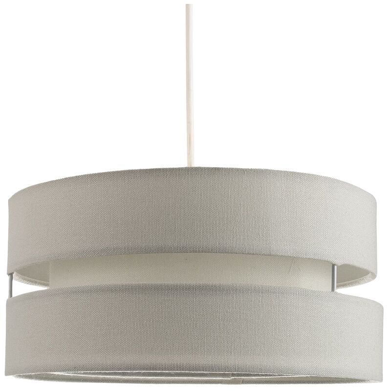 Contemporary Quality Grey Linen Fabric Triple Tier Ceiling Pendant Light Shade by Happy Homewares