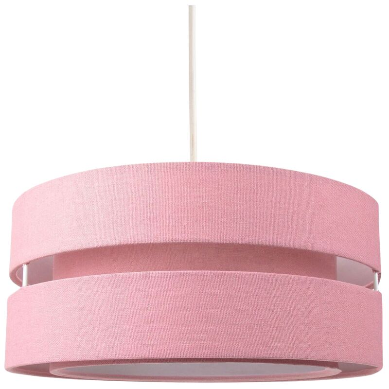 Contemporary Quality Pink Linen Fabric Triple Tier Ceiling Pendant Light Shade by Happy Homewares
