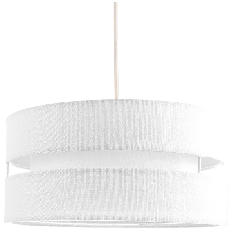Contemporary Quality White Linen Fabric Triple Tier Ceiling Pendant Light Shade by Happy Homewares
