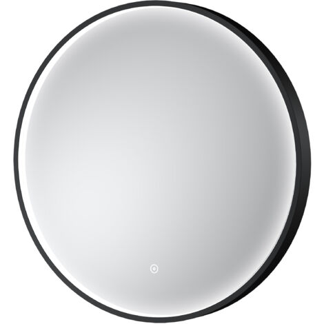 Contemporary Round Inset Framed LED Touch Sensor Mirror - 600mm - Black - Balterley