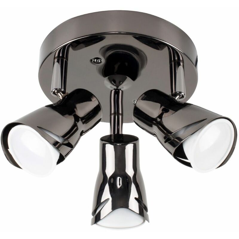 Minisun - Modern Adjustable 3 Way Ceiling Spotlight + Warm White LED GU10 Bulbs - Black
