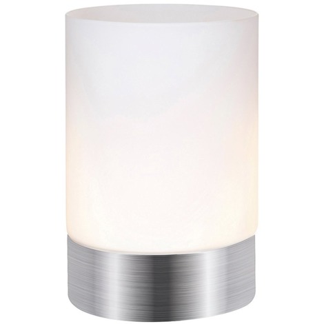 Contemporary Small Brushed Silver Touch Dimmable Table Lamp by Happy Homewares