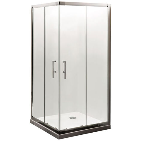 Contemporary Square Corner Entry Shower Enclosure - 6mm Safety Glass - 800mm - Chrome