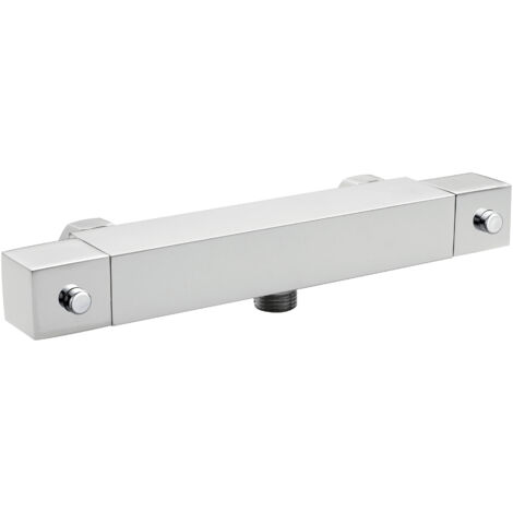 Contemporary Square Thermostatic Shower Bar Valve (1 Outlet) - Chrome - Balterley