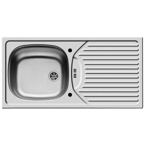 Contemporary Stainless Steel Kitchen Sink with Drainer, 860 x 435mm